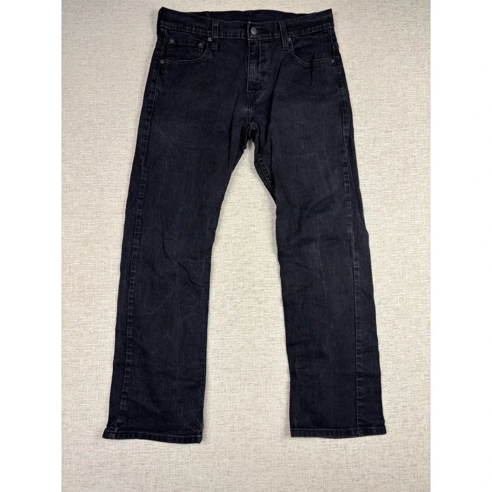 Levis 569 Mens 29x30 Jeans Fuzzy Black Faded Denim Grungy Washed Rocker Cut Pant